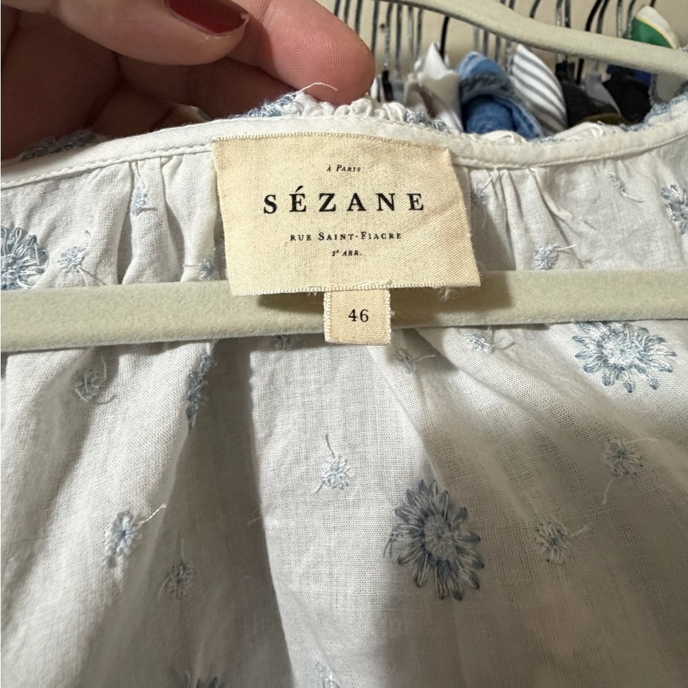 Sézane Kellia Light Blue Floral Blouse